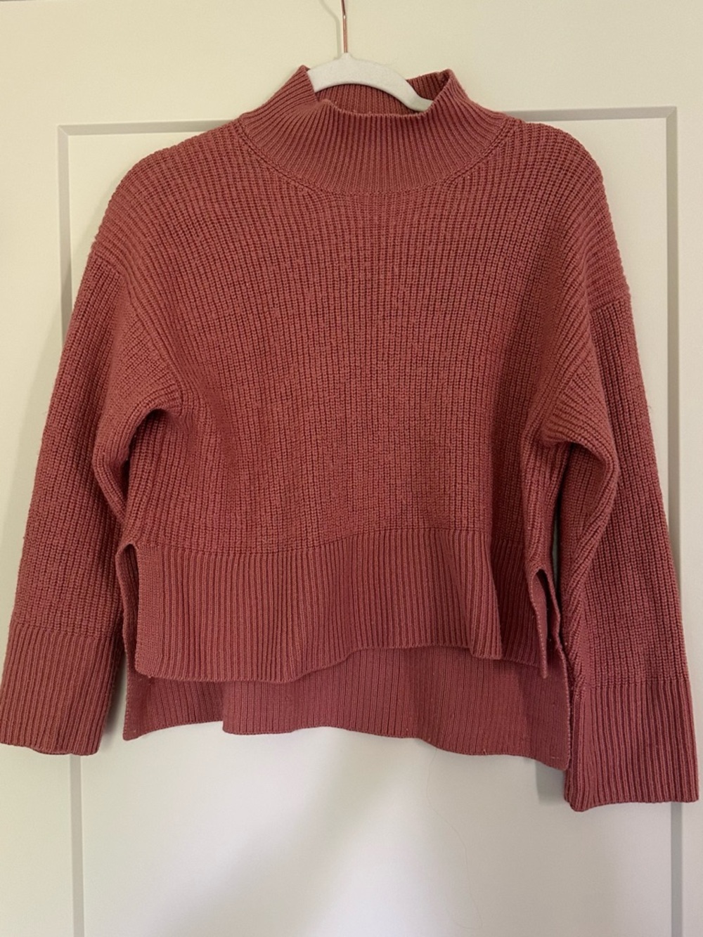 H&M Rose Dusty Rose Turtleneck Layered Hem Sweater